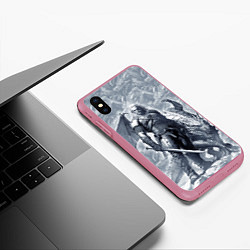 Чехол iPhone XS Max матовый The Witcher and dragon - hand drawn style, цвет: 3D-малиновый — фото 2