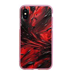 Чехол iPhone XS Max матовый Чёрная и красная субстанция, цвет: 3D-розовый