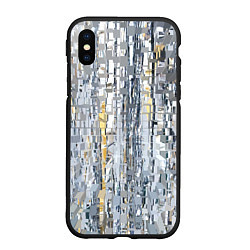 Чехол iPhone XS Max матовый Серебряные блоки, цвет: 3D-черный