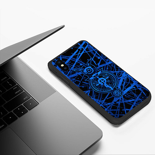 Чехол iPhone XS Max матовый Fullmetal Alchemist - symbols / 3D-Черный – фото 3