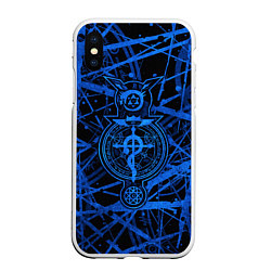 Чехол iPhone XS Max матовый Fullmetal Alchemist - symbols, цвет: 3D-белый