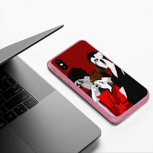 Чехол iPhone XS Max матовый Самурай Чамплу - трио / 3D-Малиновый – фото 3