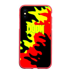 Чехол iPhone XS Max матовый Doom mars abstract, цвет: 3D-красный