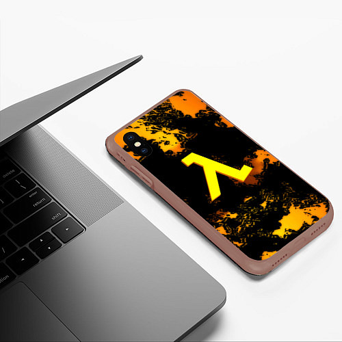 Чехол iPhone XS Max матовый Half life текстура блэк меса / 3D-Коричневый – фото 3