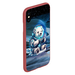 Чехол iPhone XS Max матовый Белый медвежонок кибер геймер, цвет: 3D-красный — фото 2
