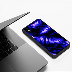 Чехол iPhone XS Max матовый Абстракция чёрно-синий шёлк, цвет: 3D-черный — фото 2