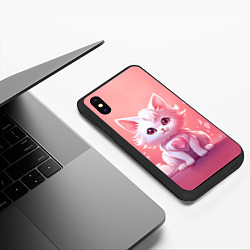 Чехол iPhone XS Max матовый Влюбленная белая кошечка, цвет: 3D-черный — фото 2