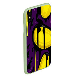 Чехол iPhone XS Max матовый Желтые яркие пятна краски на фиолетовом, цвет: 3D-салатовый — фото 2