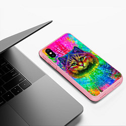 Чехол iPhone XS Max матовый Цветной кот, цвет: 3D-баблгам — фото 2