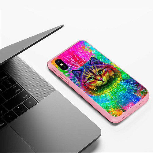 Чехол iPhone XS Max матовый Цветной кот / 3D-Баблгам – фото 3