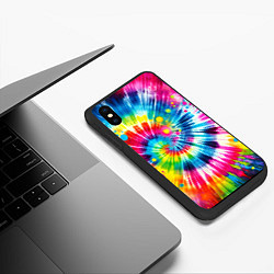 Чехол iPhone XS Max матовый Узор красками, цвет: 3D-черный — фото 2