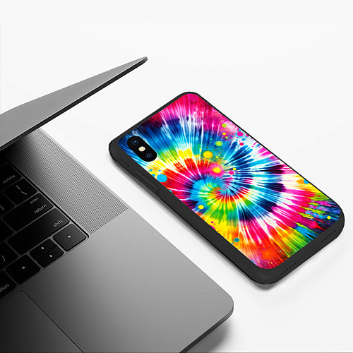 Чехол iPhone XS Max матовый Узор красками / 3D-Черный – фото 3