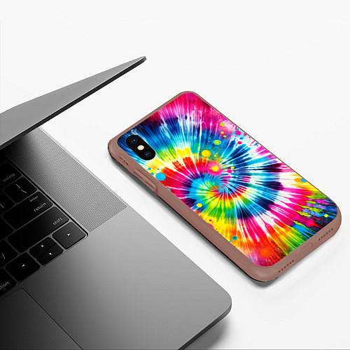 Чехол iPhone XS Max матовый Узор красками / 3D-Коричневый – фото 3