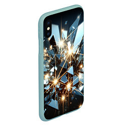 Чехол iPhone XS Max матовый Текстура с осколками, цвет: 3D-мятный — фото 2