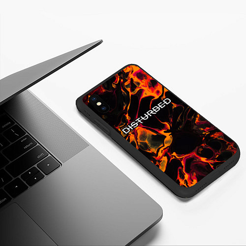 Чехол iPhone XS Max матовый Disturbed red lava / 3D-Черный – фото 3