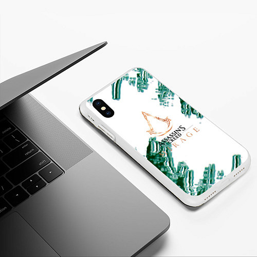 Чехол iPhone XS Max матовый Assasins creed mirage game pattern / 3D-Белый – фото 3