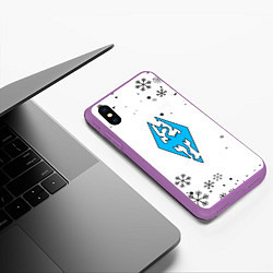 Чехол iPhone XS Max матовый Skyrim logo winter, цвет: 3D-фиолетовый — фото 2