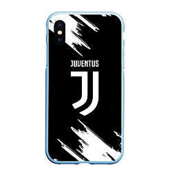 Чехол iPhone XS Max матовый Juventus краски текстура, цвет: 3D-голубой