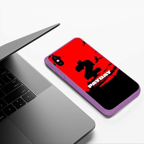 Чехол iPhone XS Max матовый Payday 2 краски / 3D-Фиолетовый – фото 3