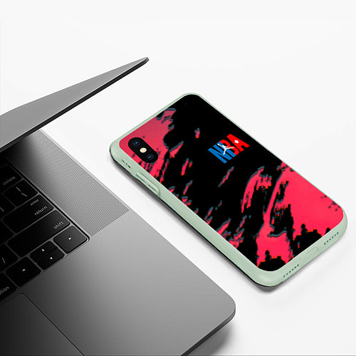 Чехол iPhone XS Max матовый NBA краски текстура / 3D-Салатовый – фото 3