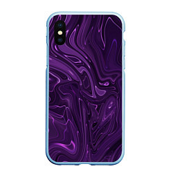 Чехол iPhone XS Max матовый Абстакция на темно фиолетовом, цвет: 3D-голубой