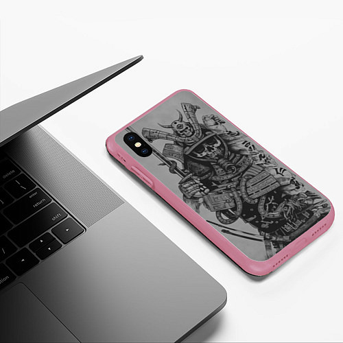 Чехол iPhone XS Max матовый Demonic samurai / 3D-Малиновый – фото 3