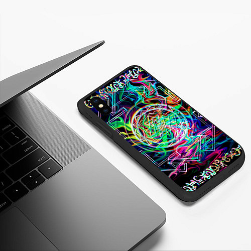 Чехол iPhone XS Max матовый Шри янтра / 3D-Черный – фото 3