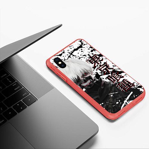 Чехол iPhone XS Max матовый Kaneki Ken - Токийский Гуль / 3D-Красный – фото 3