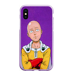 Чехол iPhone XS Max матовый Realistic Saitama, цвет: 3D-сиреневый