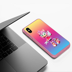 Чехол iPhone XS Max матовый Соник Эми Роуз, цвет: 3D-малиновый — фото 2