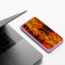 Чехол iPhone XS Max матовый Языки пламени арт, цвет: 3D-розовый — фото 2