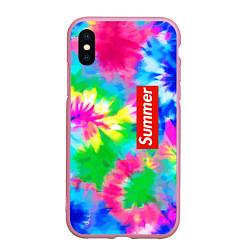 Чехол iPhone XS Max матовый Color abstraction - summer, цвет: 3D-розовый