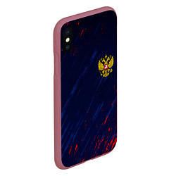 Чехол iPhone XS Max матовый Россия краски текстура, цвет: 3D-малиновый — фото 2