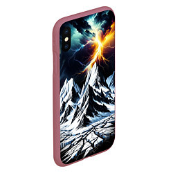 Чехол iPhone XS Max матовый Молнии и горы, цвет: 3D-малиновый — фото 2