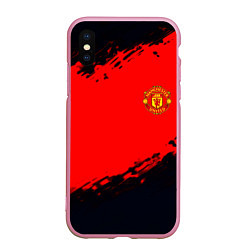 Чехол iPhone XS Max матовый Manchester United colors sport, цвет: 3D-розовый