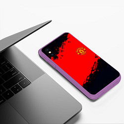 Чехол iPhone XS Max матовый Manchester United colors sport, цвет: 3D-фиолетовый — фото 2