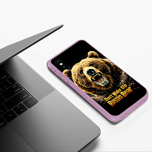 Чехол iPhone XS Max матовый Не будите русского медведя / 3D-Сиреневый – фото 3