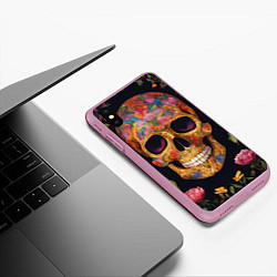 Чехол iPhone XS Max матовый Bright colors and skull, цвет: 3D-розовый — фото 2