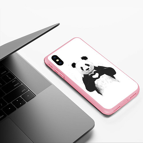 Чехол iPhone XS Max матовый Panda love / 3D-Баблгам – фото 3