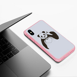 Чехол iPhone XS Max матовый Panda love art, цвет: 3D-баблгам — фото 2