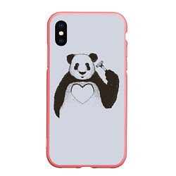 Чехол iPhone XS Max матовый Panda love art, цвет: 3D-баблгам