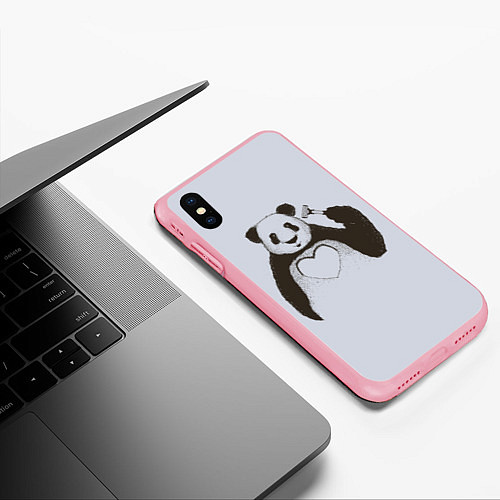 Чехол iPhone XS Max матовый Panda love art / 3D-Баблгам – фото 3