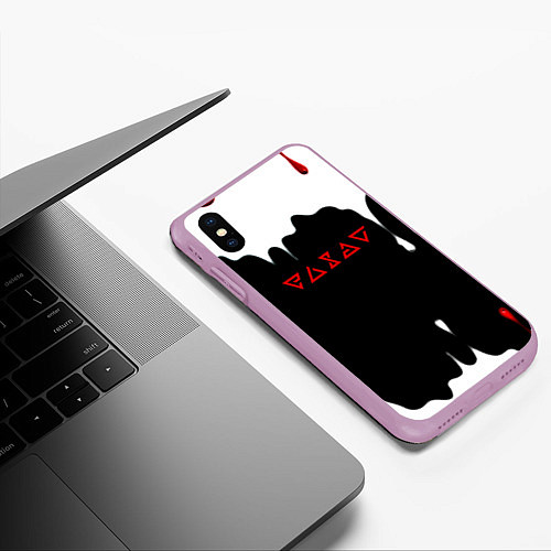 Чехол iPhone XS Max матовый Ведьмак краски подтёки / 3D-Сиреневый – фото 3