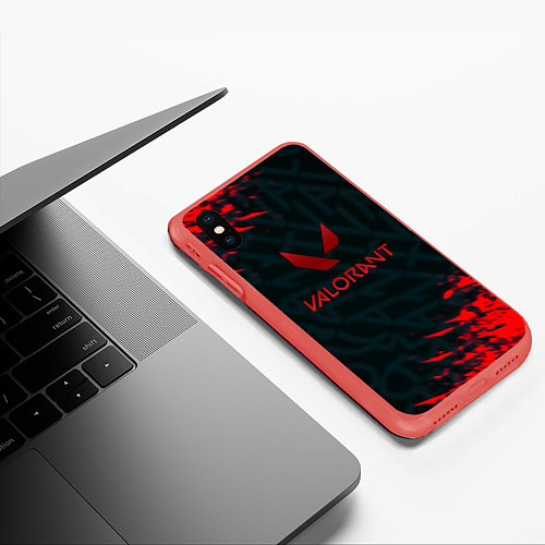 Чехол iPhone XS Max матовый Valorant текстура краски / 3D-Красный – фото 3