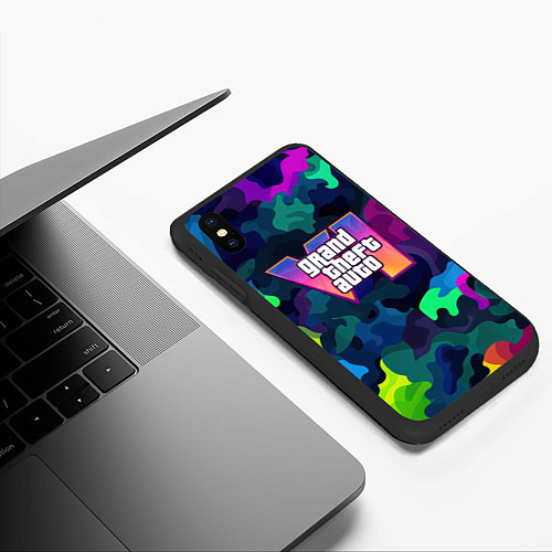 Чехол iPhone XS Max матовый Gta logo bright / 3D-Черный – фото 3