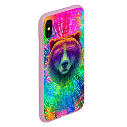 Чехол iPhone XS Max матовый Цветной медведь, цвет: 3D-розовый — фото 2