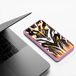 Чехол iPhone XS Max матовый Неоновая кибер броня жёлтая, цвет: 3D-розовый — фото 2
