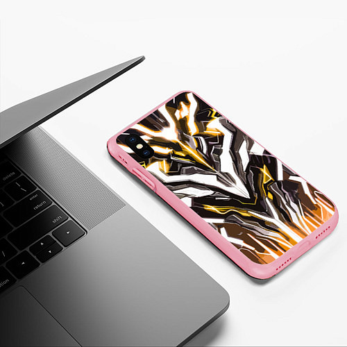 Чехол iPhone XS Max матовый Неоновая кибер броня жёлтая / 3D-Баблгам – фото 3