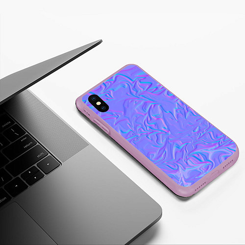 Чехол iPhone XS Max матовый Неоновая абстрактная текстура / 3D-Сиреневый – фото 3