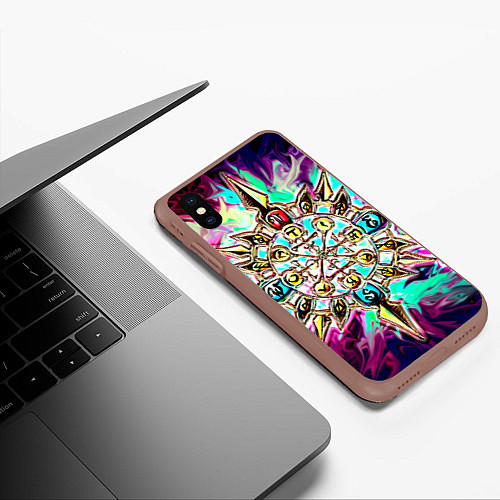 Чехол iPhone XS Max матовый Колесо фортуны / 3D-Коричневый – фото 3